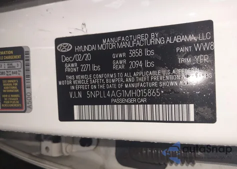 2021 Hyundai Elantra Se z USA, uszkodzony, nr VIN 5NPLL4AG1MH015865